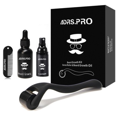 2020 NEW Organic Beard Growth Oil Spray Serum Kit with Beard Roller