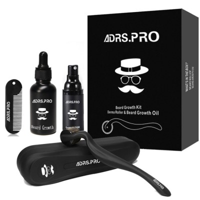 METOS Professional Private Label Hair Growth Serum Oil Kit/ Beard Roller and Beard Growth Kit