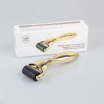 Gold Silver handle derma roller 1200 needles dermaroller body roller For Acne Scar Freckle 0.2-3.0mm